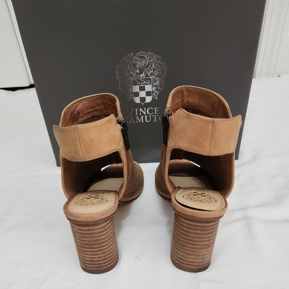 Vince Camuto Women's Brown Suede Jakayla Peep Toe Suede Bootie Sandal Si… - Picture 4 of 5